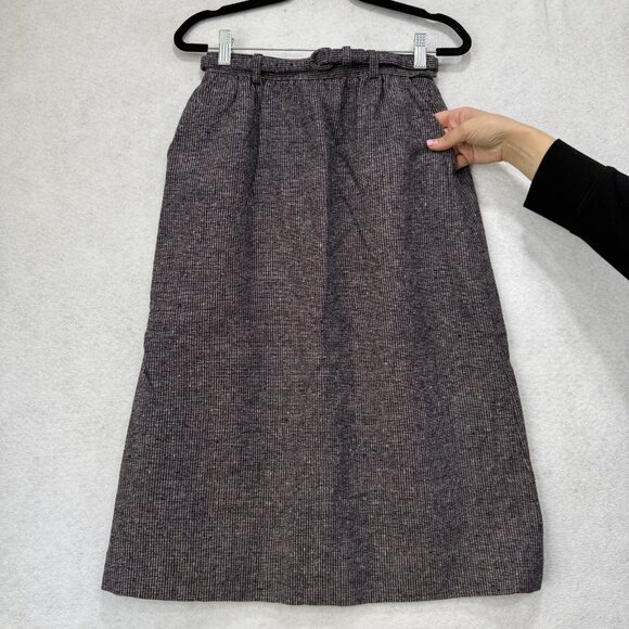 Vintage Pendleton Skirt Womens small Brown Wool Tweed A-Line Midi Lined 70s - Picture 3 of 7